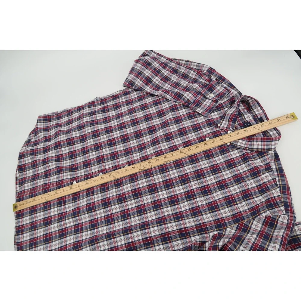 J.Crew Button Down Shirt Mens XXL Navy Red Plaid Flex Washed Classic BP969 NEW